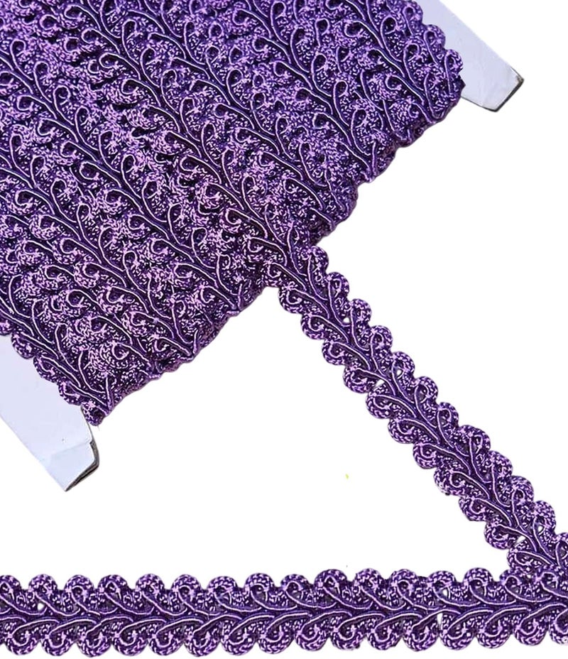 MSCFTFB 14 Yards Gimp Braid Trim,1/2 inch Gift Wrap Ribbon, Woven Fabric Lace Trim for Upholstery Costume Curtain,Lamp,Jewelry,Decorative Embellishment for Sewing Craft (Purple) - Image 1